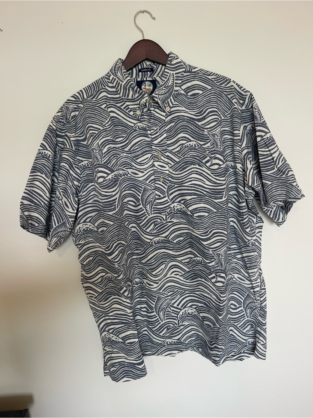 reyn spooner Classic Fit Abstract Print Shirt Blue & White XL